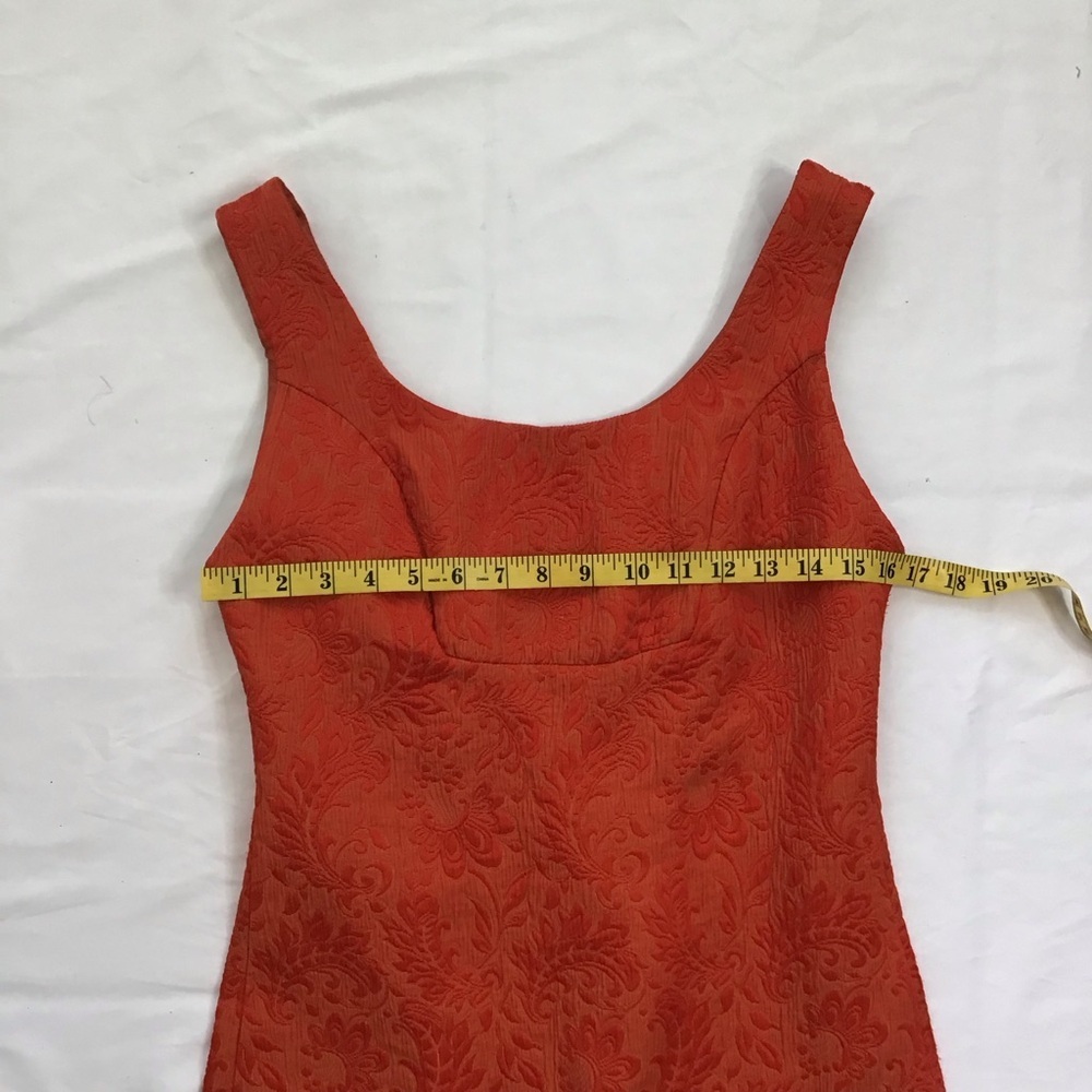 Anthropologie Women Classic Style Orange Sleeveless Sheath Picnic Mini Dress 6 - Picture 8 of 11